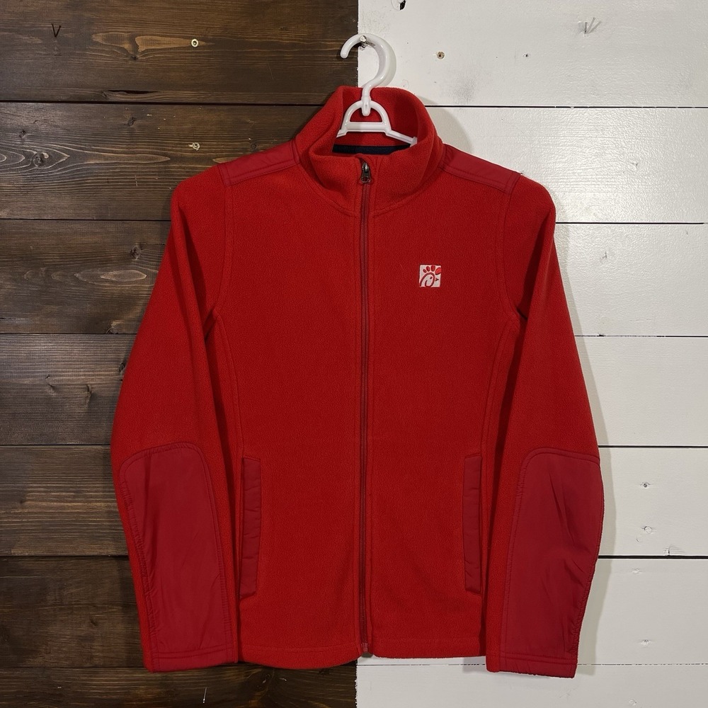 Chick-fil-A Fleece Jacket Womens Small Red Full Zip Embroidered Logo Uniform